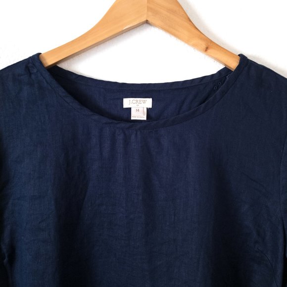 Ann Taylor Navy Linen Top - sz 14 - Picture 2 of 12